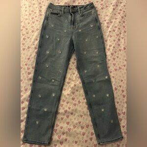 Hollister Flower Embroidered Mom Jeans